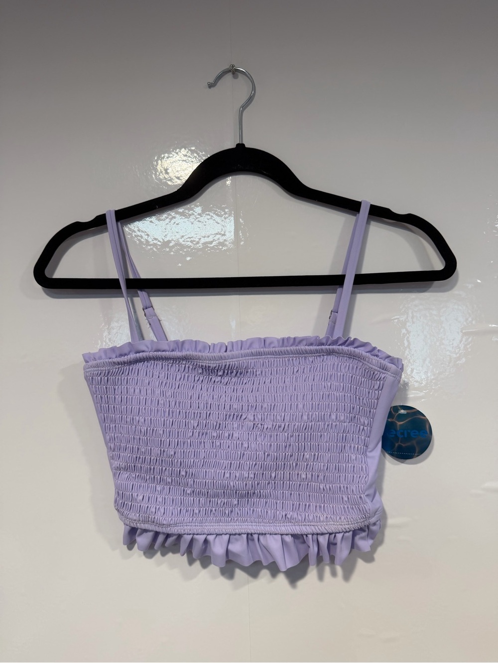 Lavender Smocked Ruffle Crop Top Bikini Top‎